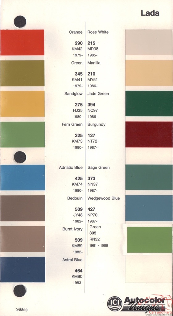 1979-1993 Lada Paint Charts Autocolor